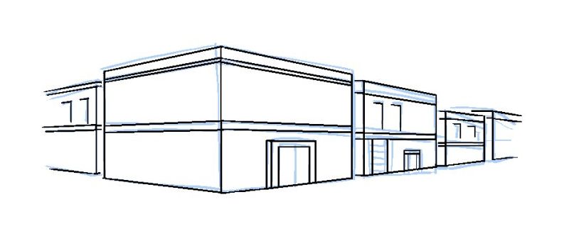 ２点透視ペン入れ